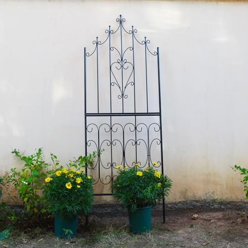 Garden Trellis for Climbing Plants 70.8" H x 25.6" W Metal Premium Quality Material Rust-Resistant Climbing Frame Stylish Garden Addition Outdoor Roses Vine Ivy Clematis Trellises Black - Image 2