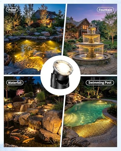 POPOSOAP 4W Warm White Solar Pond Lights with Timer (3 Headlamp) - Image 5