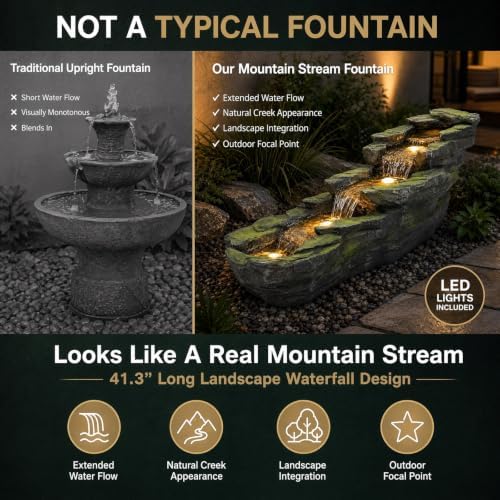 Outdoor Waterfall Fountain, 5-Tier Rock Fountain for Backyard - Image 2