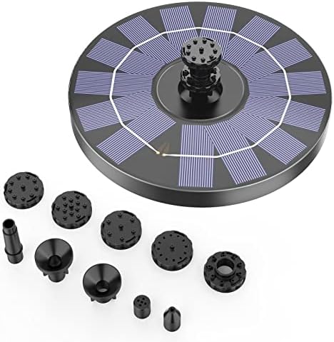 3.5W Outdoor Solar Garden Fountain with 6 Nozzles Floating Solar Fountain Pump for Bird Bath, Aquarium, Garden Fountain by AISITIN