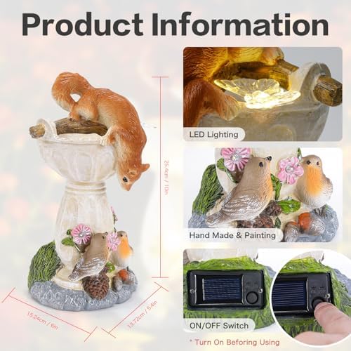 HUYIENO Solar Garden Statue Outdoor Decor Squirrel Ornament - Image 3