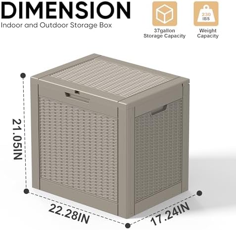 EasyUp 37 Gal Waterproof Outdoor Storage Box UV Resistant Deck Box - Image 2