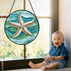 Starfish Ocean Stained Glass Window Hanging Suncatcher Gift for Women 9.8" - Image 5