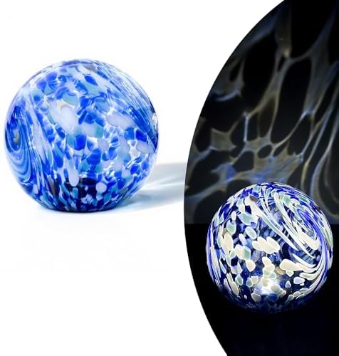 Lily's Home Gazing Ball - 7.68" Glass Globe with Solar Powered Lights - Outdoor Solar Lights for Yard & Patio - Garden Decor - Automatic On/Off Photosensitive Switch - Blue by LilysHome