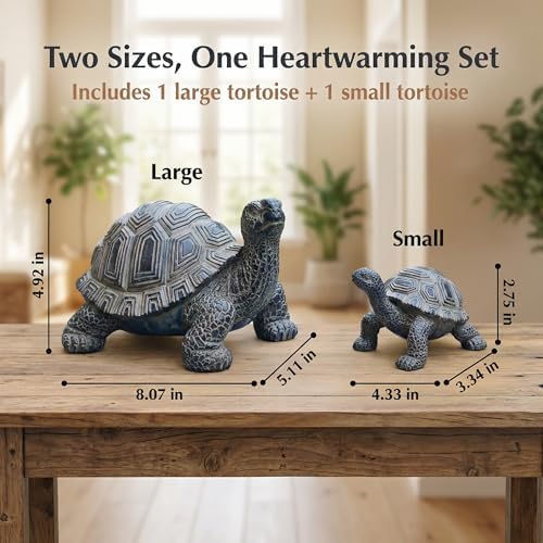 2 Pcs Turtle Outdoor Statue, Tortoise Garden Figurine, Resin Garden Turtles Outdoor Decor for Patio, Lawn, Yard, Pond, Housewarming Mom Gifts - Image 2