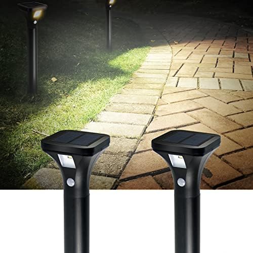 AURAXY LED Solar Powered Motion Sensor Pathway Lights, Battery Powered Outdoor Waterproof Motion Detector Walkway Light, Use for Your House's Yard Backyard Driveway Sidewalk Path Garden etc.(2 Pack) by AURAXY