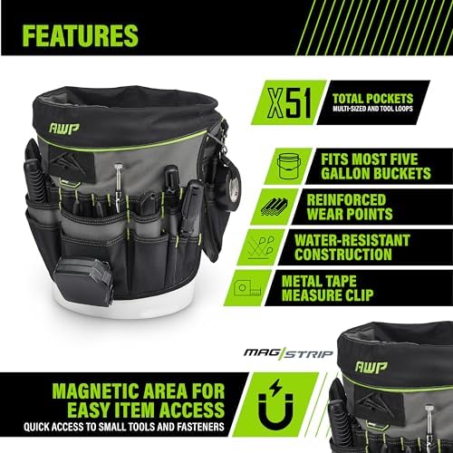 AWP Bucket Tool Organizer 51-pocket, Utility Tool Bag, 1 Pack - Image 2