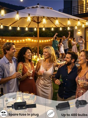 Svater Outdoor String Lights 60 FT, Patio Light Waterproof 32 LED Bulbs - Image 5