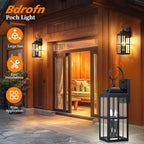 Bdrofn 2 Pack 19" Large Outside Modern Wall Sconce Light Fixture Dusk to Dawn, Industrial Porch Light Wall Mount with Glass, Waterproof Farmhouse Exterior Lamp Lighting Bulbs Included - Image 2