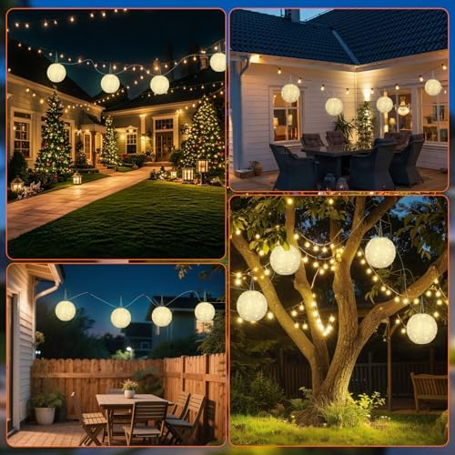 Solar Lantern Outdoor Waterproof 4 Pack 12inch,Upgraded 160LED Hanging Lanterns Lights 8 Modes, Dual Charging (Solar+USB), Solar Garden Light for Patio Tree Yard Decor, Birthday Gifts,Warm White - Image 6