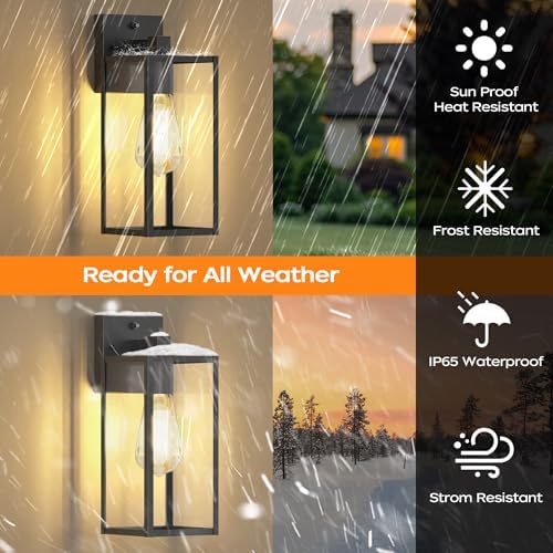 13" Dusk to Dawn Exterior Lighting Fixture, Outdoor Porch Light Wall Sconce - Image 6