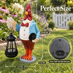 10'' Majestic Rooster Statue with Solar Light for Garden Decor - Image 2