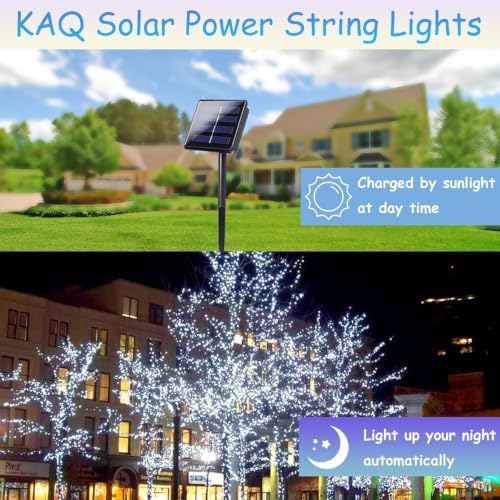KAQ 6pack 600LED Solar String Lights Outdoor Waterproof Cool White - Image 4
