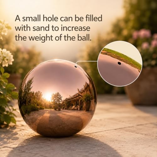 Gazing Ball Garden Mirror Outdoor 12inch Outside Decorative Globe Rose Gold - Image 3