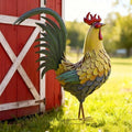 32" Metal Rooster Garden Statue, Chicken Sculpture Yard Decor by Ultym