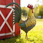 32" Metal Rooster Garden Statue, Chicken Sculpture Yard Decor by Ultym