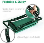 TomCare Upgraded Garden Kneeler Seat Widen Soft Kneeling Pad Garden Stools Garden Bench with 2 Large Tool Pouches Outdoor Foldable Gardening Gifts for Women Men Gardeners, Green - Image 6