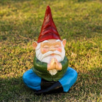 Meditation Gnome Garden Statue, 11 Inch Zen Yoga Gnome Figurine Resin Buddha Sculpture Indoor Outdoor Decor for Home Patio Lawn Yard Balcony Ornaments (Red Hat) - Image 3