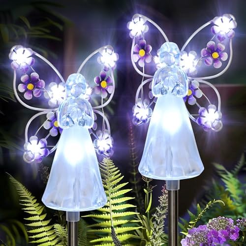 GIGALUMI 2 Pack Angel Solar Lights Outdoor Garden Decor Yard Art by GIGALUMI