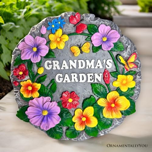 OrnamentallyYou Grandma’s Garden Floral Stepping Stone, 9.5" Decorative Outdoor Decoration - Image 4