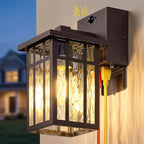 BesLowe 10'' Motion Sensor Outdoor Wall Light with GFCI Outlet, Matte Brown by BringYourBrightFuture