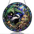9.84 Inch Stained Glass Window Hanging Forest Badger and Mushroom Sun Catchers Woodland Animal Suncatchers for Home Porch Garden Indoor & Outdoor Decor by Unknown