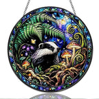 9.84 Inch Stained Glass Window Hanging Forest Badger and Mushroom Sun Catchers Woodland Animal Suncatchers for Home Porch Garden Indoor & Outdoor Decor by Unknown