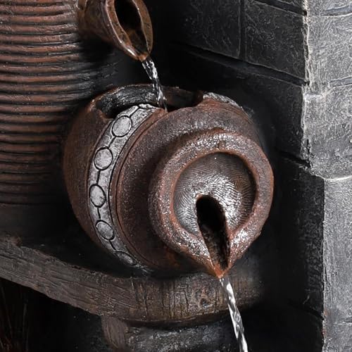 LEISU 6-Tiers Outdoor Indoor Fountains Modern Resin Floor-Standing Cascading Water Feature Fountain with LED Lights, Garden Deck Patio Porch Backyard Court - Image 5