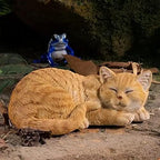 Garden Decor 11.4” Cat Statue Outdoor Statue, Cat Figurines Garden Statues & Sculpture Decoration, Sleeping Cat Statue Decor for Patio, Porch and Lawn, Gifts for Cat Lover and Mom, Cat Memorial Stone by GardenWhisper