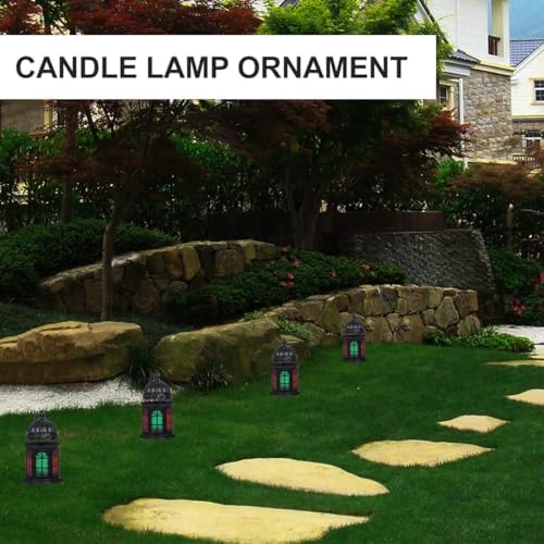 Moroccan Style Decorative Hanging Candle Lantern Colorful Glass Candle Holder Retro Desktop Home Ornament for Indoor Outdoor Use - Image 4