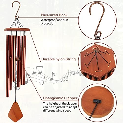 Large Wind Chimes for Outside 36 inch Red Copper Deep Tone Garden Gift Yard - Image 2