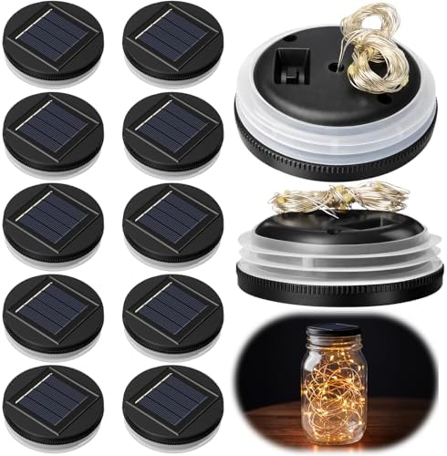 Retisee 12 Pack 3.15 Inch Warm Solar Replacement Tops with 30 LEDs, Waterproof Silicone Lid, Fairy String Lights for Outdoor Garden Lanterns & DIY Decor by Retisee