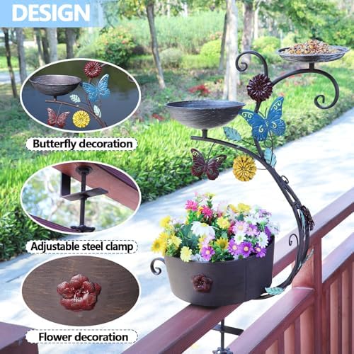 Deck Bird Bath, Bird Bath and Bird Bath Bowl, Flower Planting Pedestal - Image 4