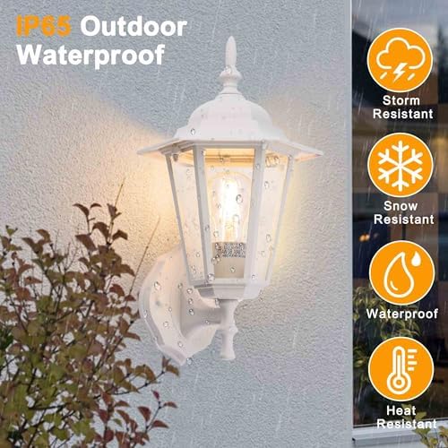 Outdoor Wall Light Fixture, Aluminum Glass, White, 1 Pack - Image 2