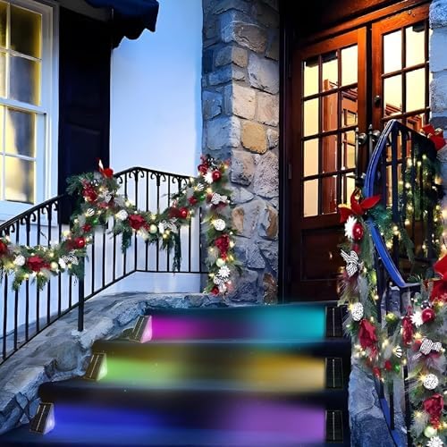 Solar Step Lights, 12 Pack Solar Stair Lights Outdoor Waterproof, Warm White/7 RGB Colors LED Outdoor Deck Light, Outside Light Decor for Garden Stair, Deck, Front Step, Front Porch, and Patio - Image 7