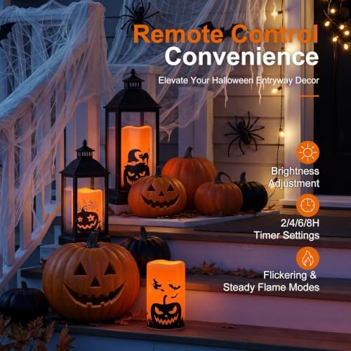 Homemory Halloween Waterproof Flameless LED Pillar Candle with Timer Remote - Image 7