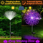 Tujoe 6 Pcs Halloween Solar Firework Stake Lights 180 LED 8 Modes - Image 3
