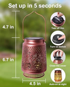 Solar Lanterns Outdoor Waterproof Hummingbird Elegant Garden Decor Birthday Gifts for Women Mom Grandma Sister Metal Hanging Solar Lights Outside Gardening Decorations for Backyard, Patio, Lawn, Porch - Image 4