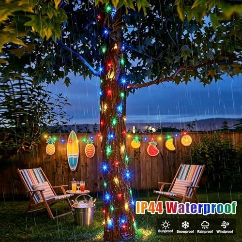 YEGUO 4 Pack Multicolor Solar Fairy Lights, Each 33ft 100 LED Christmas Lights Outdoor Waterproof, 8 Modes Sliver Wire Solar String Lights - Image 3