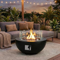 31.5'' Outdoor Round Black Propane Fire Pit Table with Wind Guard by ReeQuo-BEAUTYYOURHOMEBEAUTYYOURLIFE