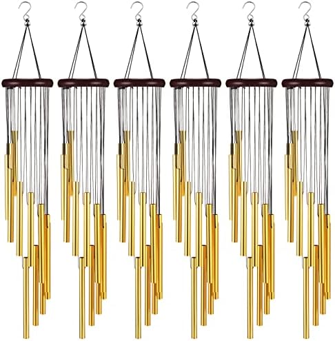 6 Pieces 28 Deep Tone Memorial Wind Chimes with 6 Aluminum Tubes Gold Aluminum Tubes Soothing Melody for Outdoor Garden Patio Home Farmhouse Decor by Yahenda