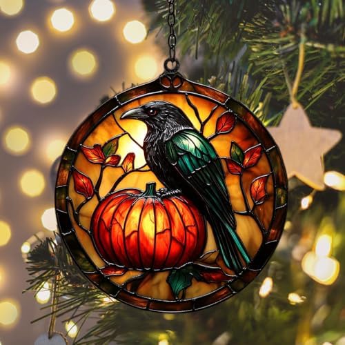 Pumpkin and Raven Acrylic Suncatcher - Image 6