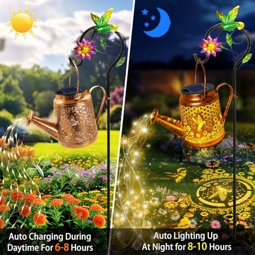 Solar Watering Can Lights, Hummingbird Hanging Lanterns, Mom Birthday Gifts - Image 3