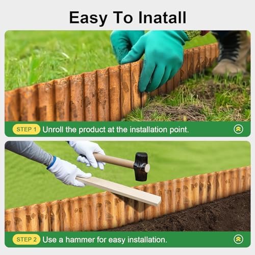 Land Guard Corrugated Garden Edging Border, 12" x 50' Landscape Paver Edging, Tall Landscape Edging, Fence for Garden, Flower Bed, Lawn and Landscape Edging (Rusty) - Image 7