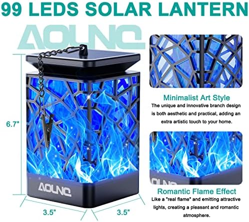 Solar Lights Outdoor Waterproof Blue, Upgraded Solar Torch Lights with Flickering Flame, Mini Solar Outdoor Garden Lights Tiki Torches for Outside Patio Yard Pathway Christmas Decor - Image 5