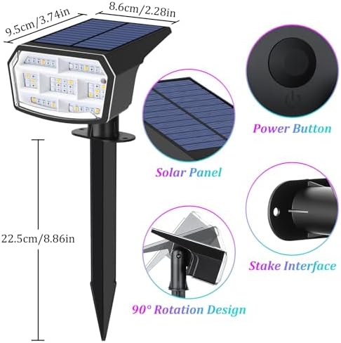 6-Pack Solar Spot Lights Outdoor Waterproof,Landscape Spotlight Multicolor - Image 7