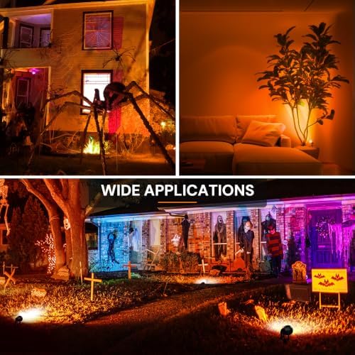 L LOHAS LED Halloween Orange Spotlights Outdoor, Dusk to Dawn 12W 2Pack - Image 5