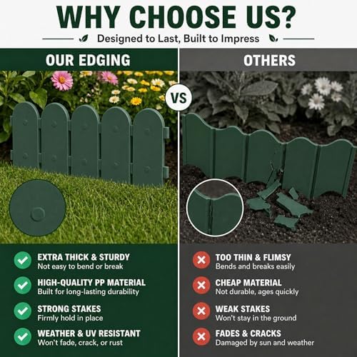 Evelyne Garden Border Edging: Wooden Fence Design - 8pcs Green Yard Landscaping Fence Liner Lawn Edge Barrier - 10ft Kit of Decorative Lawn Landscape Panels Elements -Landscaping Edging-GMT-10374-B08 - Image 5