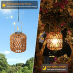 2 Pack Solar Lanterns Outdoor Waterproof, Rattan Solar Lights for Yard, Outdoor Garden Lights, Hanging Lanterns Decorative Birthday Gifts for Mom Grandma, Outdoor Lanterns for Porch Patio Pathway - Image 4