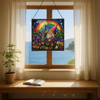 Rainbow Garden Gnome Stained Glass Suncatcher – Square Hanging Window Panel for Home or Greenhouse – Whimsical Glass Art Gift for Garden Lovers, Christmas, Halloween, Father Days moNsPG - Image 6